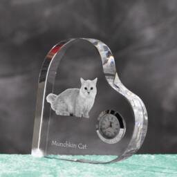 Munchkin - Crystal Clock in The Shape Of A Heart With Image Pure-Bred Cat - thumbnail 2