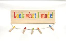 Kids Artwork Display, Look What I Made Sign, Playroom Decor, Wood Childrens Wall Art, Hanging Artwork, Art Holder - thumbnail 1