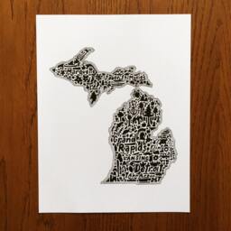 Michigan Map Art Print - Of Original Hand Drawn Map Including Landmarks, Culture, Symbols, & Cities - thumbnail 2