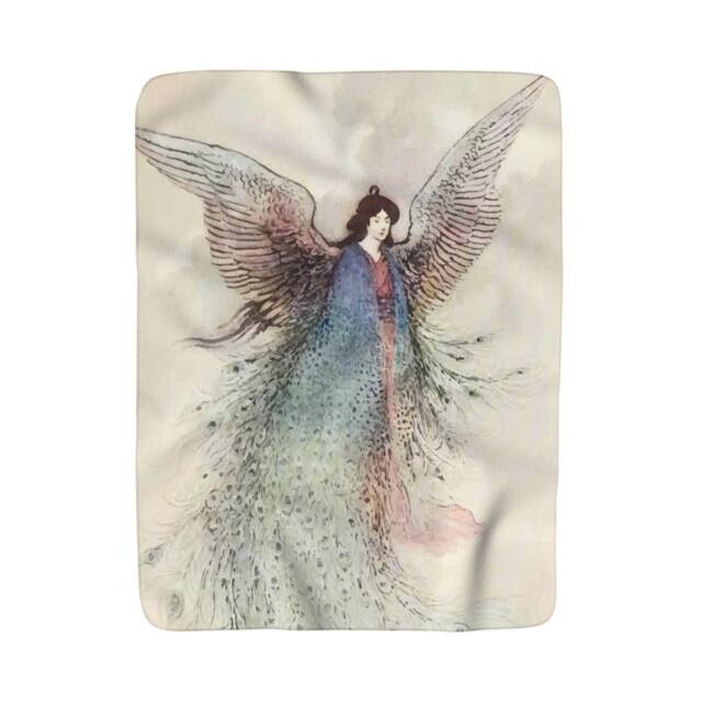 "Tennyo, Sherpa Fleece Blanket, Vintage Illustration From 1910, Japanese Mythology, 50""x60" - image 1