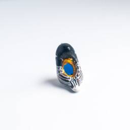 Eastern Kingbird With Crystal Figurine - Song Bird Talisman Blue Obsidian - thumbnail 3
