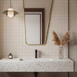 Wavy Brass Bathroom Mirror Asymmetrical Vanity Wall Decor - thumbnail 2