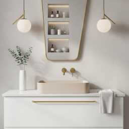 Wavy Brass Bathroom Mirror Asymmetrical Vanity Wall Decor - thumbnail 3