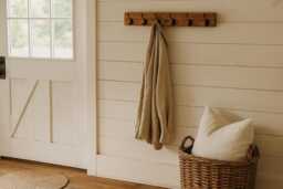 Rustic Wooden Coat Rack 10 Hooks - Handmade Wall Mounted Hanger Waxed Finish