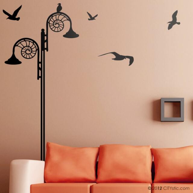 Jurassic Coast Wall Decal Lyme Regis Street Lamp With Seagulls - image 1