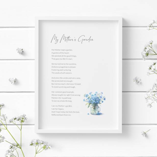 Sympathy Gift - My Mother's Garden Poem Art Print Unframed - image 1