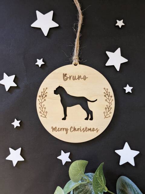 Personalised Boxer Dog Christmas Bauble - Silhouette - image 1