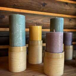 Handmade Candle Holder Sand, 4 Different Sizes, Wheel Thrown, Stoneware, Natural Clay, Beige, Spottet High Fire - thumbnail 2