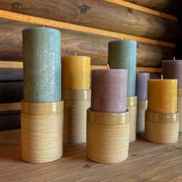 Handmade Candle Holder Sand, 4 Different Sizes, Wheel Thrown, Stoneware, Natural Clay, Beige, Spottet High Fire - thumbnail 3