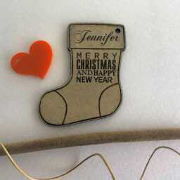 Personalized Wood Stocking Gift Name Tags - Custom Engraved Xmas Ornaments Present Labels - thumbnail 2