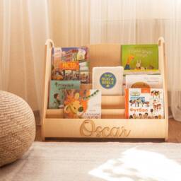 Set Of Nursery Furniture - Open Shelf + Large Bookcase With Personalization, Montessori Toddler Room, Book Shelf Kids - thumbnail 3