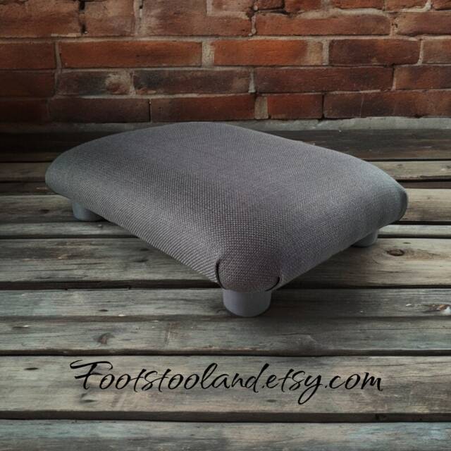 Handmade Charcoal Linen Footstool Low Profile Home Office Footrest, Ud - image 1