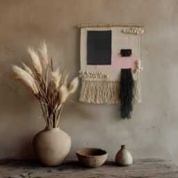 "Minimal Woven Wall Hanging Modern Tapestry, 15.75"" X 19.69" - thumbnail 3
