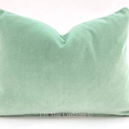 Luxury Designer Plain Peppermint Green Italian Velvet Cushion Pillow Cover - thumbnail 3