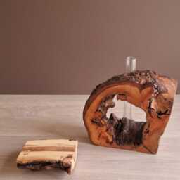 Live Edge Cherry Wood Vase & Photo Holder Set, Rustic Home Decor - thumbnail 3