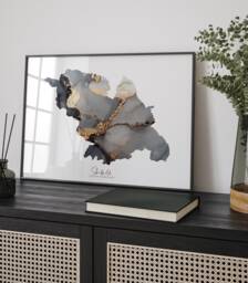 Sheffield Map Black & Gold Wall Art Print- South Yorkshire - England United Kingdom Great Britain - thumbnail 1