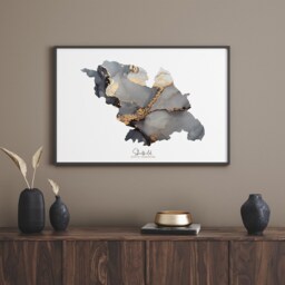 Sheffield Map Black & Gold Wall Art Print- South Yorkshire - England United Kingdom Great Britain - thumbnail 3