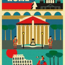 Rome Print, Wall Art, Italy Travel Poster, Map, Gift, Nursery, Italian Baby, Decor, Art - Style E8-O-Rom - thumbnail 2