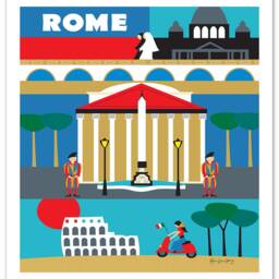 Rome Print, Wall Art, Italy Travel Poster, Map, Gift, Nursery, Italian Baby, Decor, Art - Style E8-O-Rom - thumbnail 3