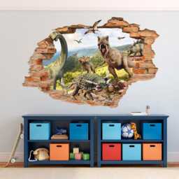 Dinosaur Wall Sticker - Tyrannosaurus Triceratops Pterodactyl Brachiosaurus Art Kids Room Decor - thumbnail 2