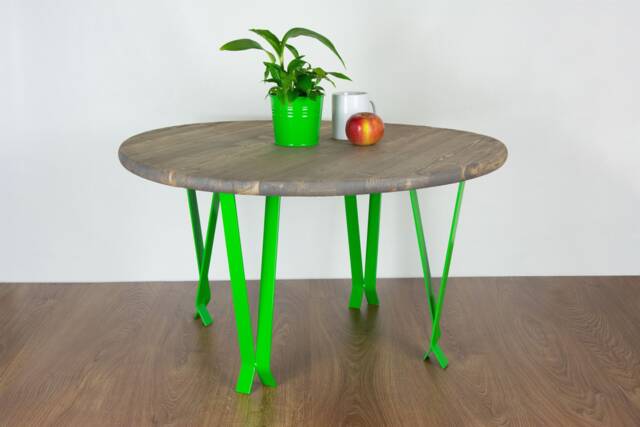 Metal Table Legs, Coffee End Steel Side Green Gloss Color - image 1