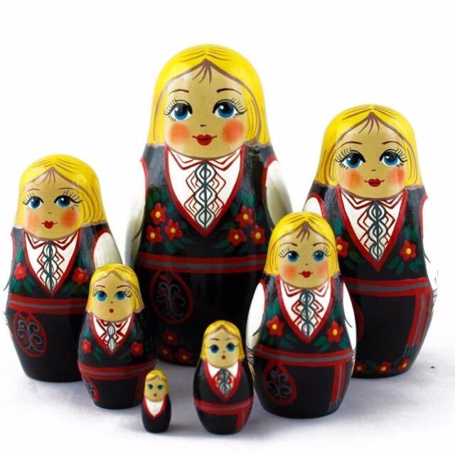Hand-Painted Nesting Dolls Traditional Norway Costume, 7 Piece Set - image 1