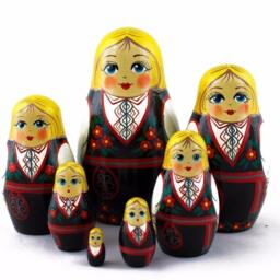 Hand-Painted Nesting Dolls Traditional Norway Costume, 7 Piece Set - thumbnail 1