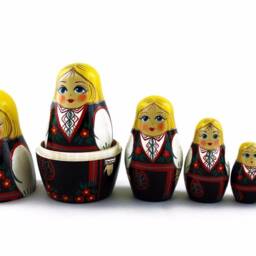 Hand-Painted Nesting Dolls Traditional Norway Costume, 7 Piece Set - thumbnail 4