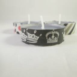 Grey Candles, Decorated Tea Lights, Washi Tealights, Violet Party Soft Cotton Favours, Party Bags - thumbnail 3