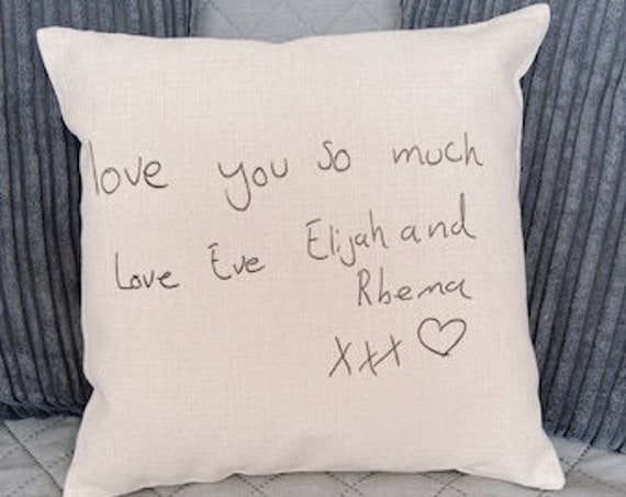 Handwriting Cushion, Personalised Actual Writing Family Custom Quote Handwriting Pillow - image 1