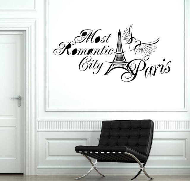 Wall Decal Paris France Eiffel Tower Quote Romantic City Vinyl Sticker 1832Dz - image 1