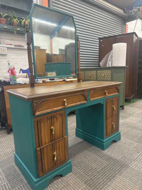 Beautiful Old Charm Linenfold Dressing Table Vintage Hand Painted Fusion Mineral Paint - image 1