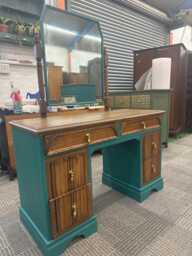 Beautiful Old Charm Linenfold Dressing Table Vintage Hand Painted Fusion Mineral Paint - thumbnail 1