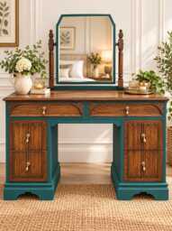 Solid Oak Painted Dressing Table With Mirror