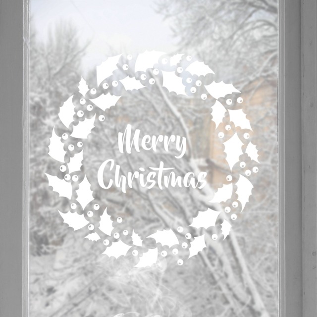 Christmas Wreath Window Or Wall Stickers-Decals-Window Stickers-Home Decor-Snowflakes-xmas Stickers-Window Graphics-Festive Stickers - image 1