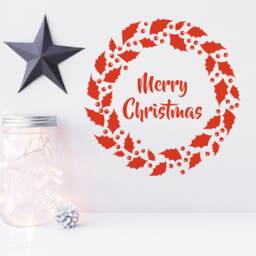 Christmas Wreath Window Or Wall Stickers-Decals-Window Stickers-Home Decor-Snowflakes-xmas Stickers-Window Graphics-Festive Stickers - thumbnail 2