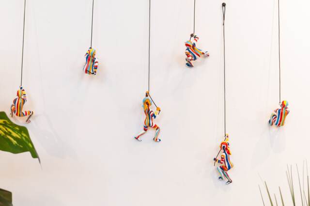 6 Piece Climbing Sculpture Wall Art Gift For Home Decor Interior Design Rock Climber Man Contemporary Artwork Resin Mixed Lines - image 1