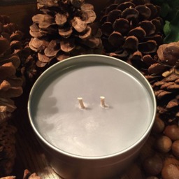 Leather Handmade Hand Poured 16 Oz Soy Candle in Metal Tin - thumbnail 2