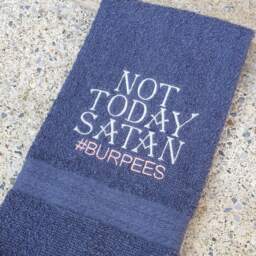 Not Today Satan Gym Towel Embroidered Sports Hand Towel - thumbnail 1