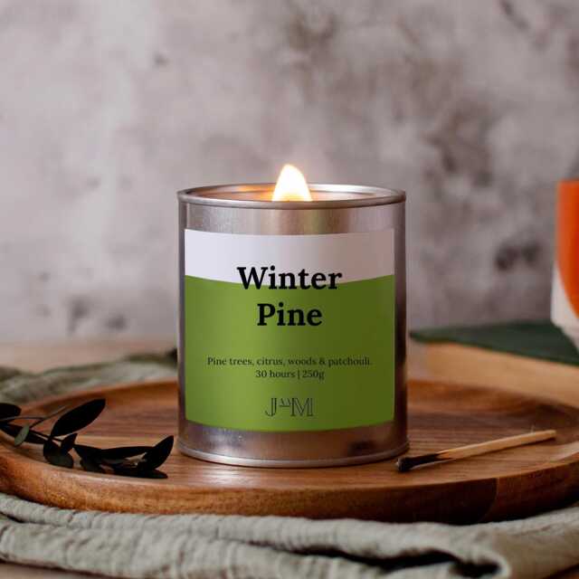 Winter Pine Wood Wick Candle, Christmas Scented Crackle Candle - image 1