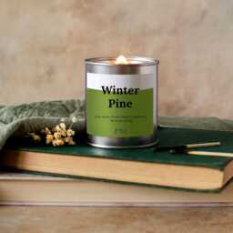 Winter Pine Wood Wick Candle, Christmas Scented Crackle Candle - thumbnail 2