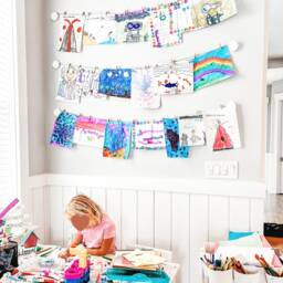 "Kids Artwork Display Hanger Set - Wooden ""Look What I Made" - thumbnail 2