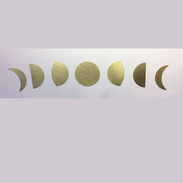 Custom 7 Large 76mm Phases Of Moon, Full Moon Crescent Raw Brass Home Decor Room Wall Hanging Art Size, Factory Supplier