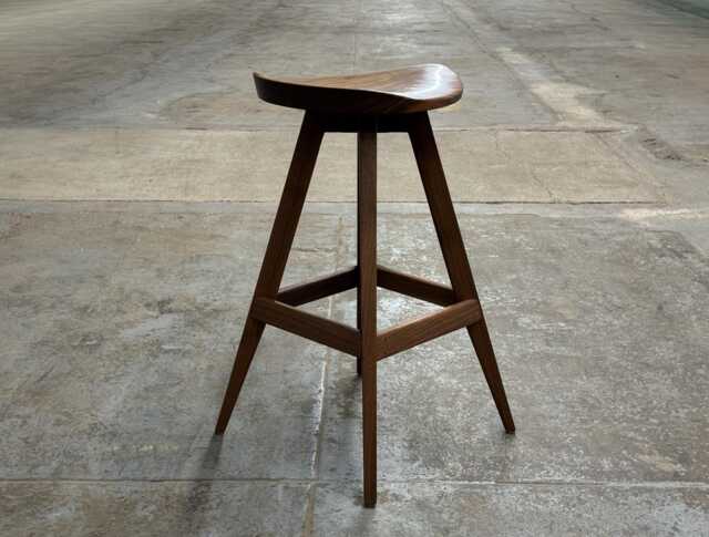 Mid Century Modern Swiveling Bar Stool Wood Tractor Seat Counter Stool, Usa Made - image 1
