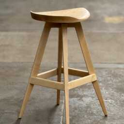 Mid Century Modern Swiveling Bar Stool Wood Tractor Seat Counter Stool, Usa Made - thumbnail 3