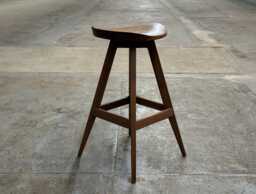 Mid Century Modern Swiveling Bar Stool Wood Tractor Seat Counter Stool, Usa Made - thumbnail 1
