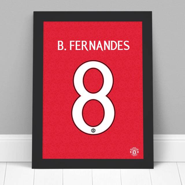 Manchester United Fc Print - Bruno Fernandes 23/24 Shirt Design Poster Football Wall Art - image 1