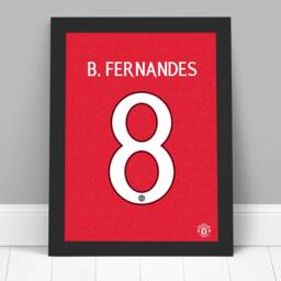 Manchester United Fc Print - Bruno Fernandes 23/24 Shirt Design Poster Football Wall Art - thumbnail 1