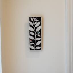Tree Of Life/Tulip - Choose From 2 Vertical Wall Art, Black & White, Handmade Ceramic Tile Mounted Art - Stick Mini Made To Order - thumbnail 4