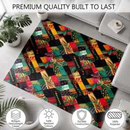 Jewel Tone Floral Patchwork Quilt Pattern Rug Non-Slip Soft Area Carpet Bedroom Living Room Hallway Mat Decor - Made in UK - thumbnail 3
